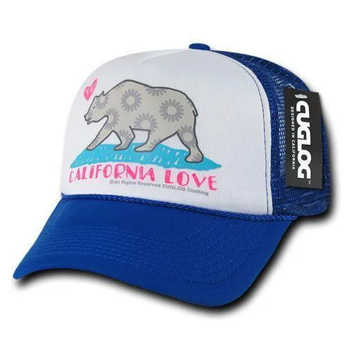 Cuglog 5 Panel California Love Foam Trucker Baseball Hat Cap California Bear