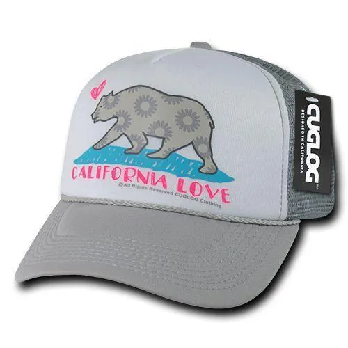 Cuglog 5 Panel California Love Foam Trucker Baseball Hat Cap California Bear