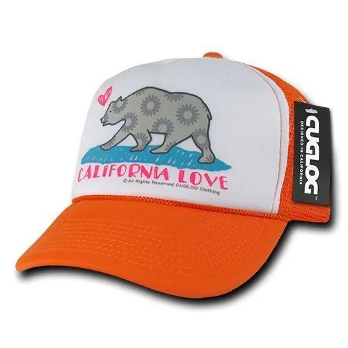 Cuglog 5 Panel California Love Foam Trucker Baseball Hat Cap California Bear