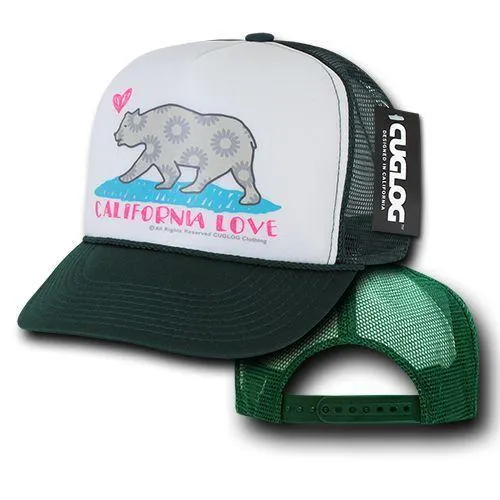 Cuglog 5 Panel California Love Foam Trucker Baseball Hat Cap California Bear