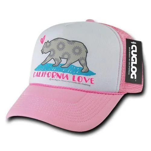 Cuglog 5 Panel California Love Foam Trucker Baseball Hat Cap California Bear