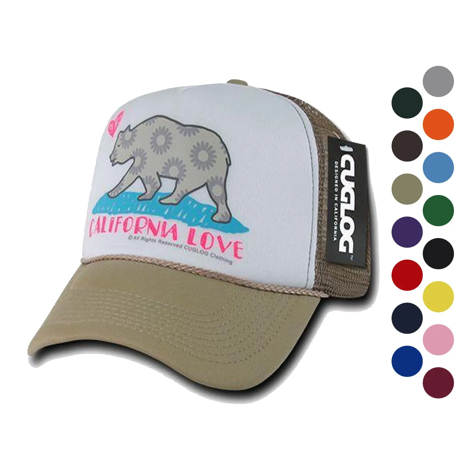 Cuglog 5 Panel California Love Foam Trucker Baseball Hat Cap California Bear