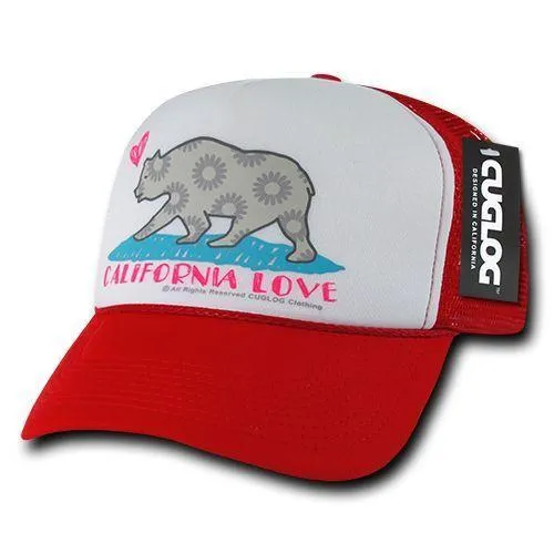 Cuglog 5 Panel California Love Foam Trucker Baseball Hat Cap California Bear