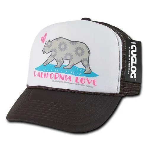 Cuglog 5 Panel California Love Foam Trucker Baseball Hat Cap California Bear