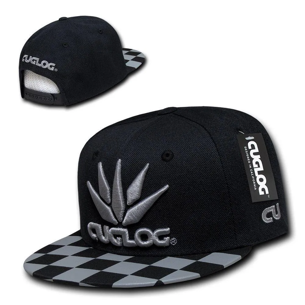 Cuglog Checker Retro Flat Bill High Crown 6 Panel Snapback Caps Hats