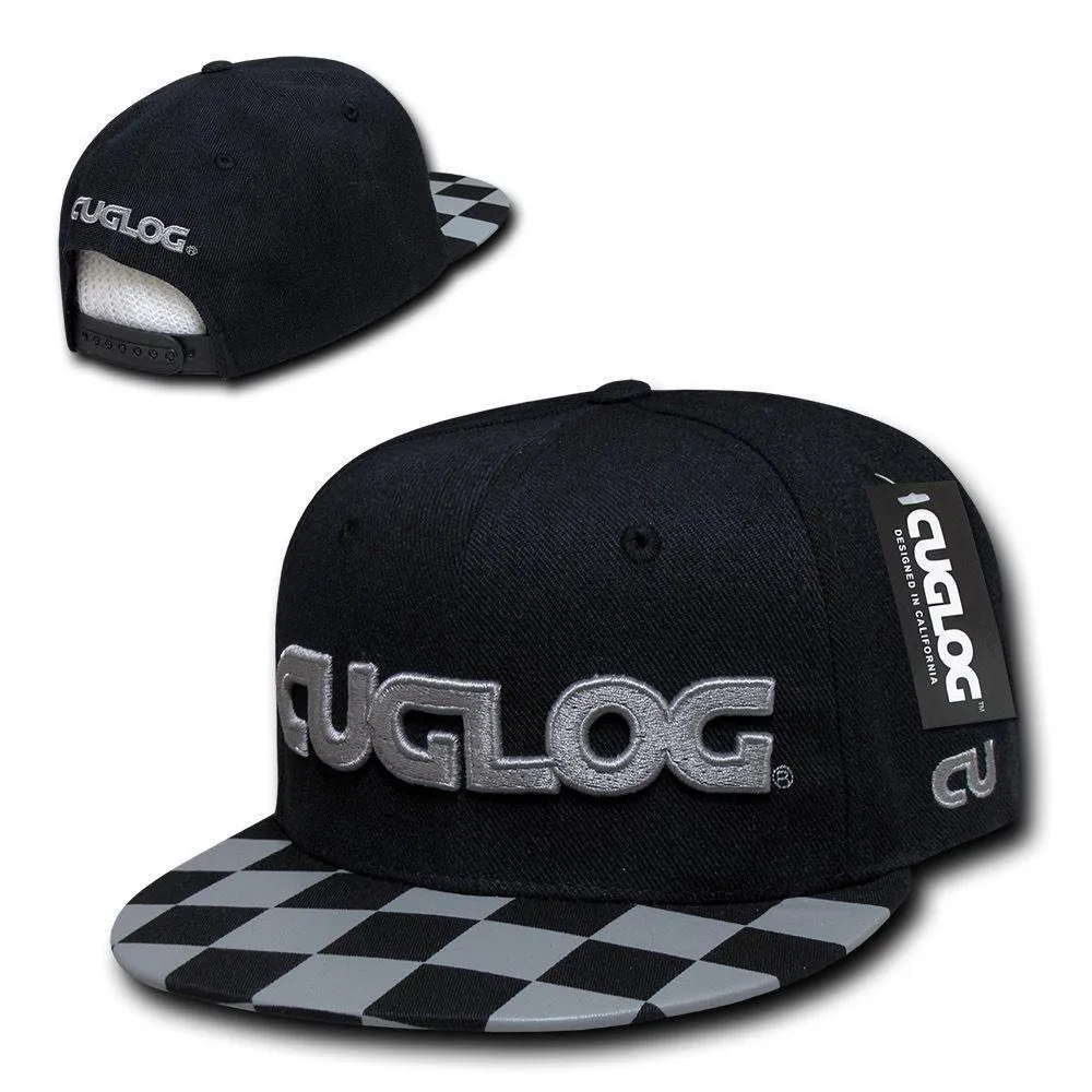 Cuglog Checker Retro Flat Bill High Crown 6 Panel Snapback Caps Hats