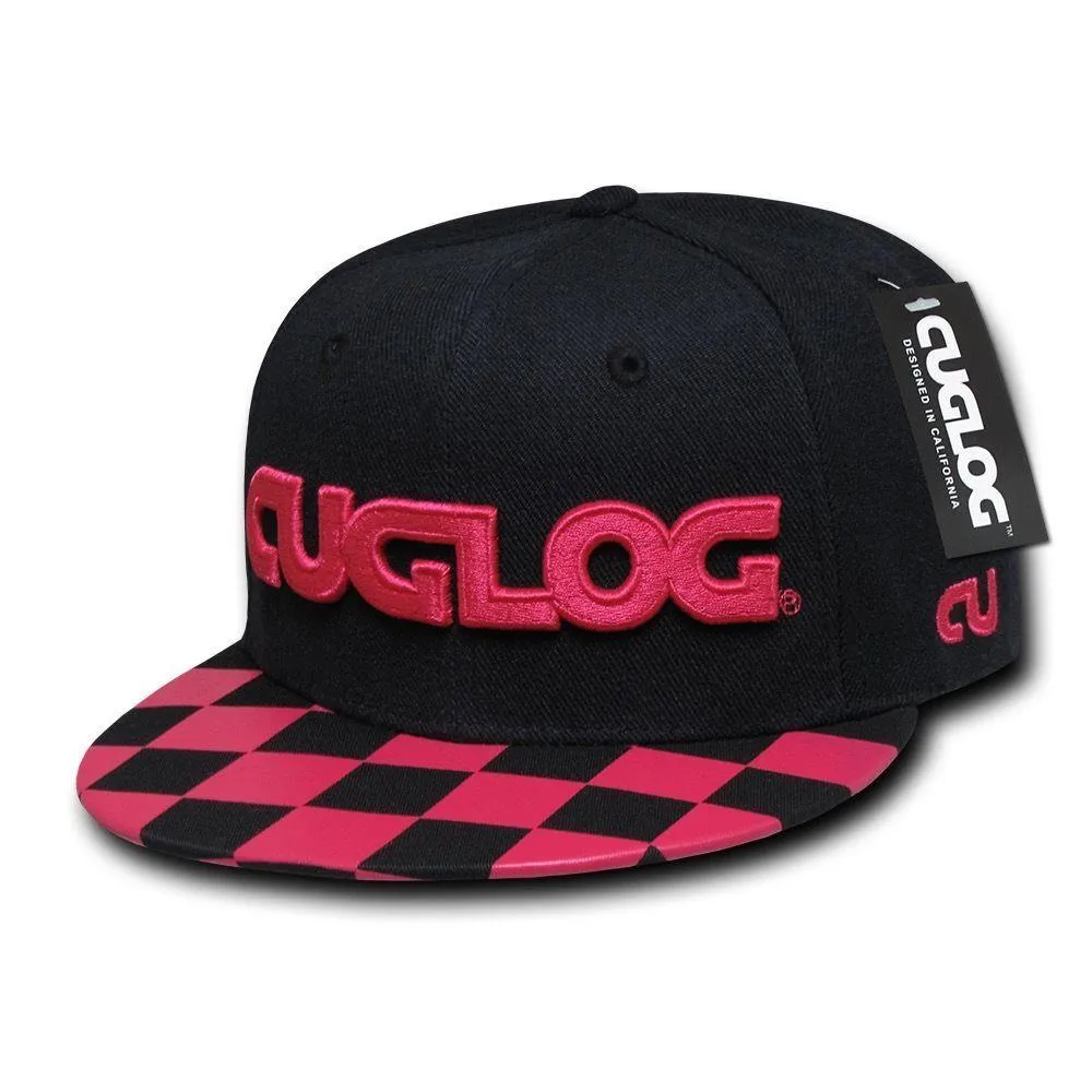 Cuglog Checker Retro Flat Bill High Crown 6 Panel Snapback Caps Hats