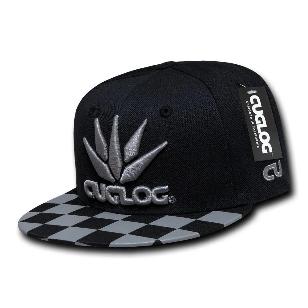 Cuglog Checker Retro Flat Bill High Crown 6 Panel Snapback Caps Hats