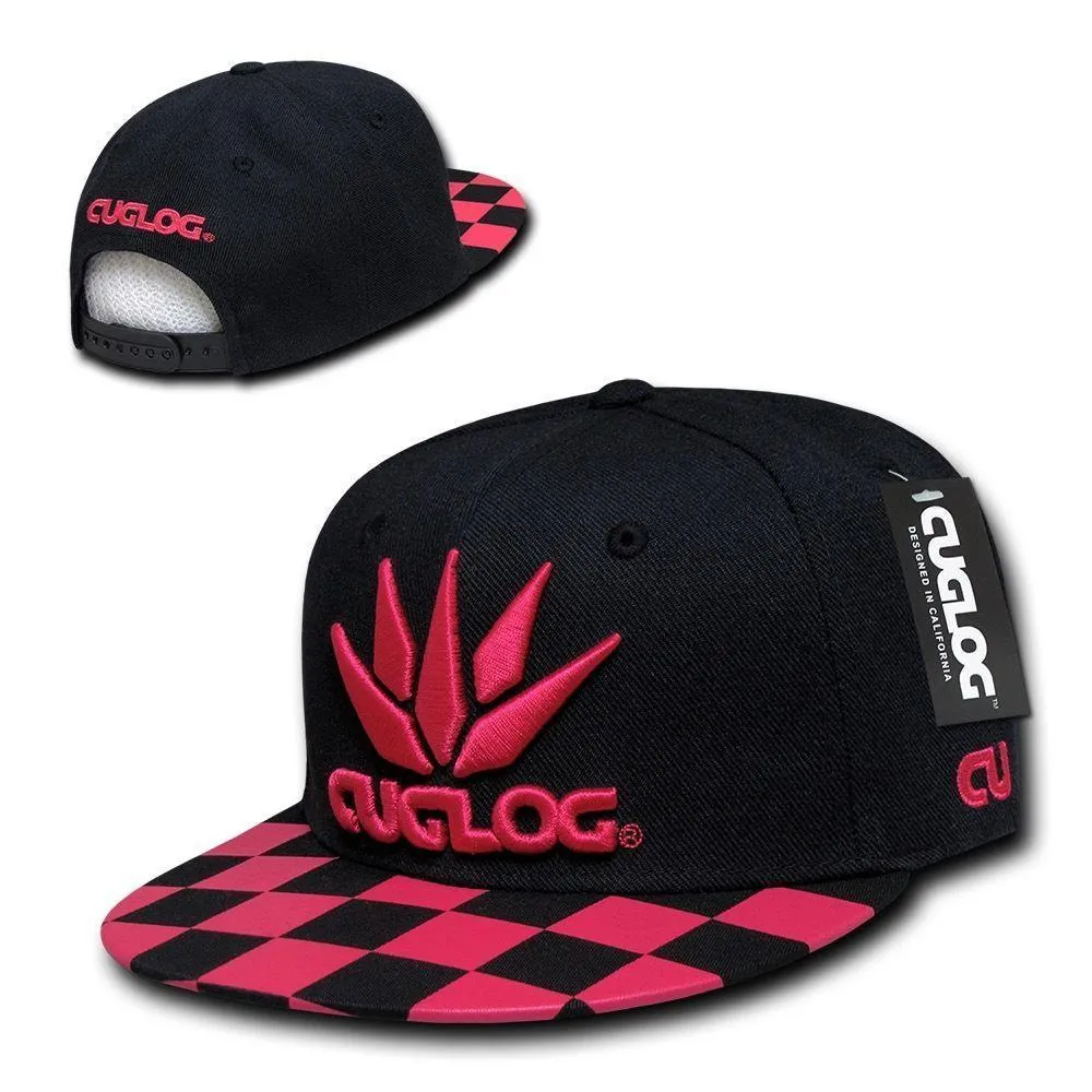 Cuglog Checker Retro Flat Bill High Crown 6 Panel Snapback Caps Hats