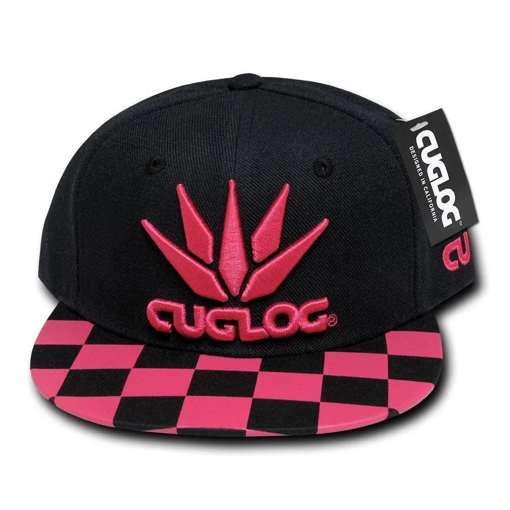 Cuglog Checker Retro Flat Bill High Crown 6 Panel Snapback Caps Hats