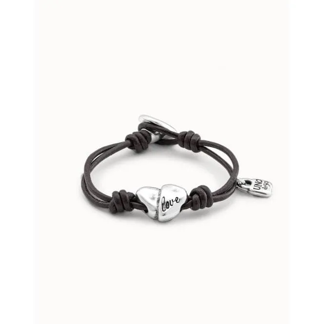 Cupid Silver Leather Bracelet