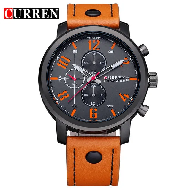 CURREN 8192 Mens Watch Brand Luxury Sports Quartz-Watch Fashion Watches Military Leather Strap Men Wristwatch Relogio Masculino