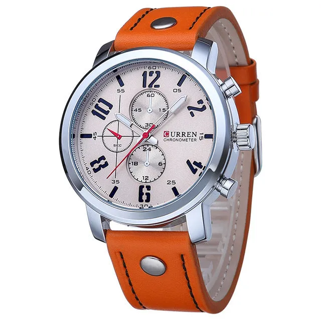 CURREN 8192 Mens Watch Brand Luxury Sports Quartz-Watch Fashion Watches Military Leather Strap Men Wristwatch Relogio Masculino