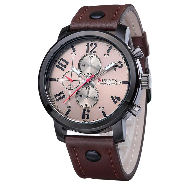 CURREN 8192 Mens Watch Brand Luxury Sports Quartz-Watch Fashion Watches Military Leather Strap Men Wristwatch Relogio Masculino