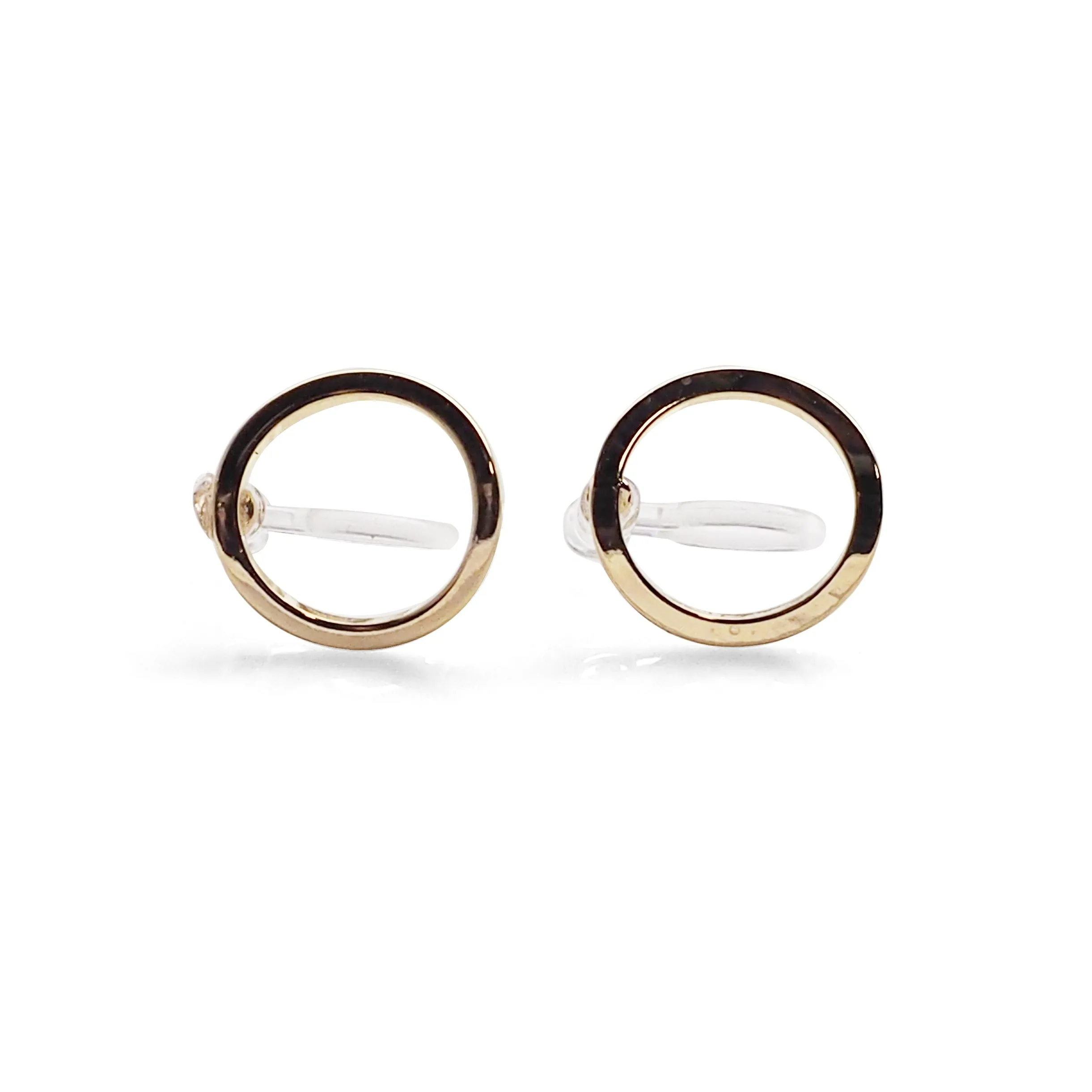 Curved Circle Hoop Invisible clip on stud earrings ( Gold tone )