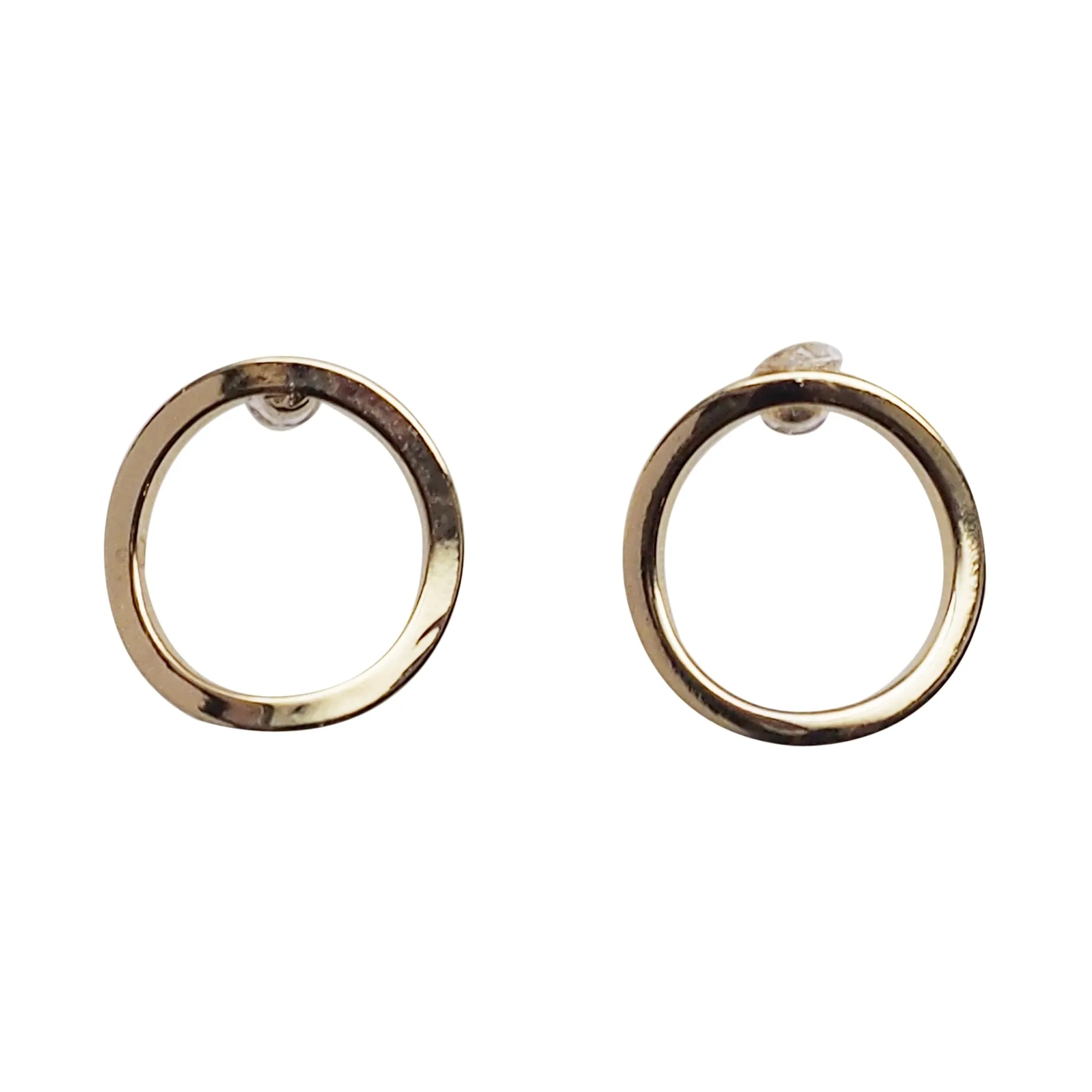 Curved Circle Hoop Invisible clip on stud earrings ( Gold tone )