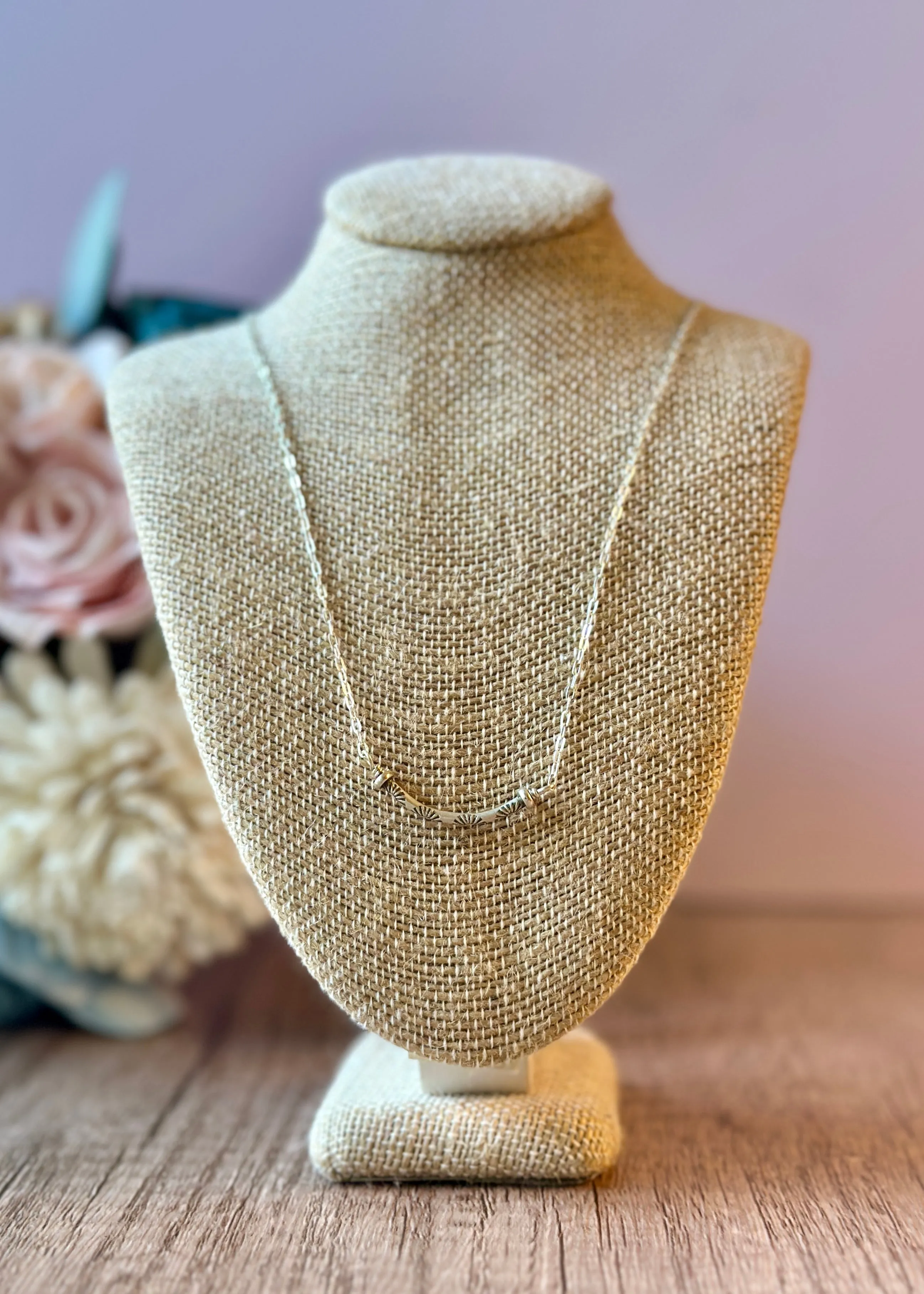 Curved Silver Bar Necklaces