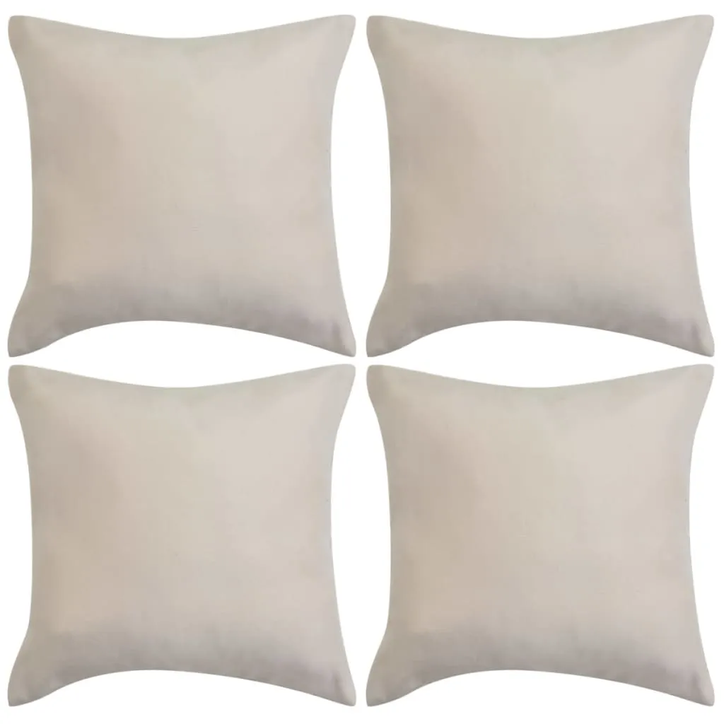 Cushion Covers 4 pcs 50x50 cm Polyester Faux Suede Beige