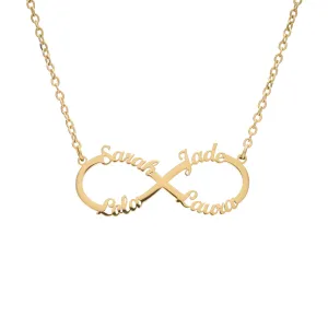 Custom 4 Names Infinity Sign Necklace