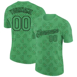 Custom Aurora Green Black 3D Pattern Design Dollar Banknote Money Theme Performance T-Shirt