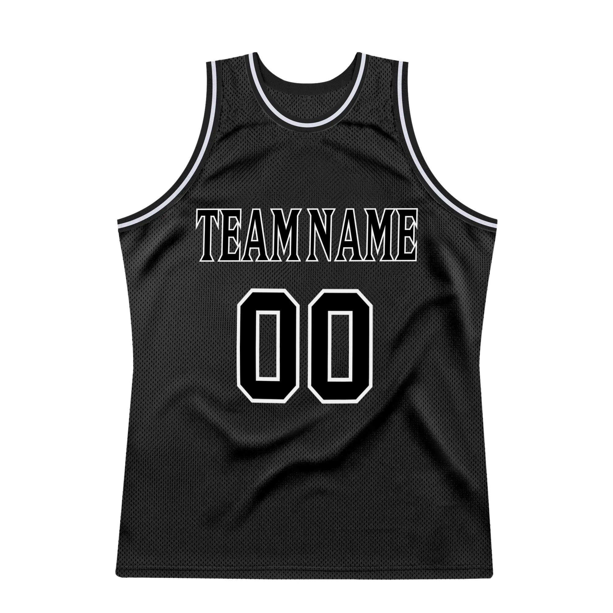 Custom Black Black-White Authentic Throwback Basketball Jersey