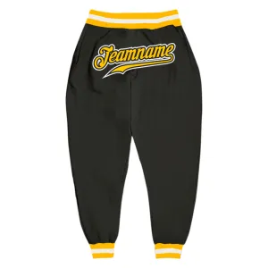 Custom Black Gold-White Sports Pants