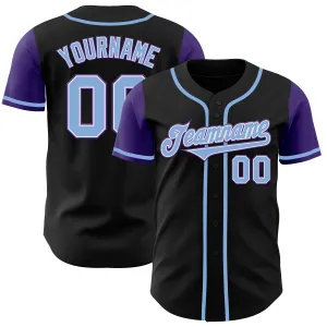 Custom Black Light Blue-Purple Authentic Two Tone Baseball Jersey