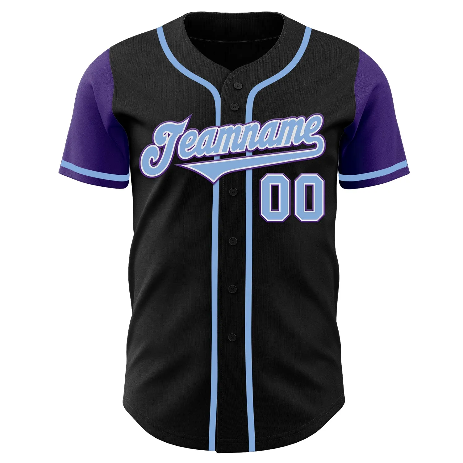 Custom Black Light Blue-Purple Authentic Two Tone Baseball Jersey