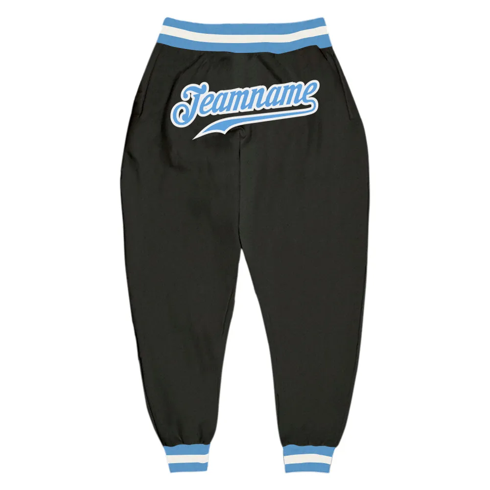 Custom Black Light Blue-White Sports Pants