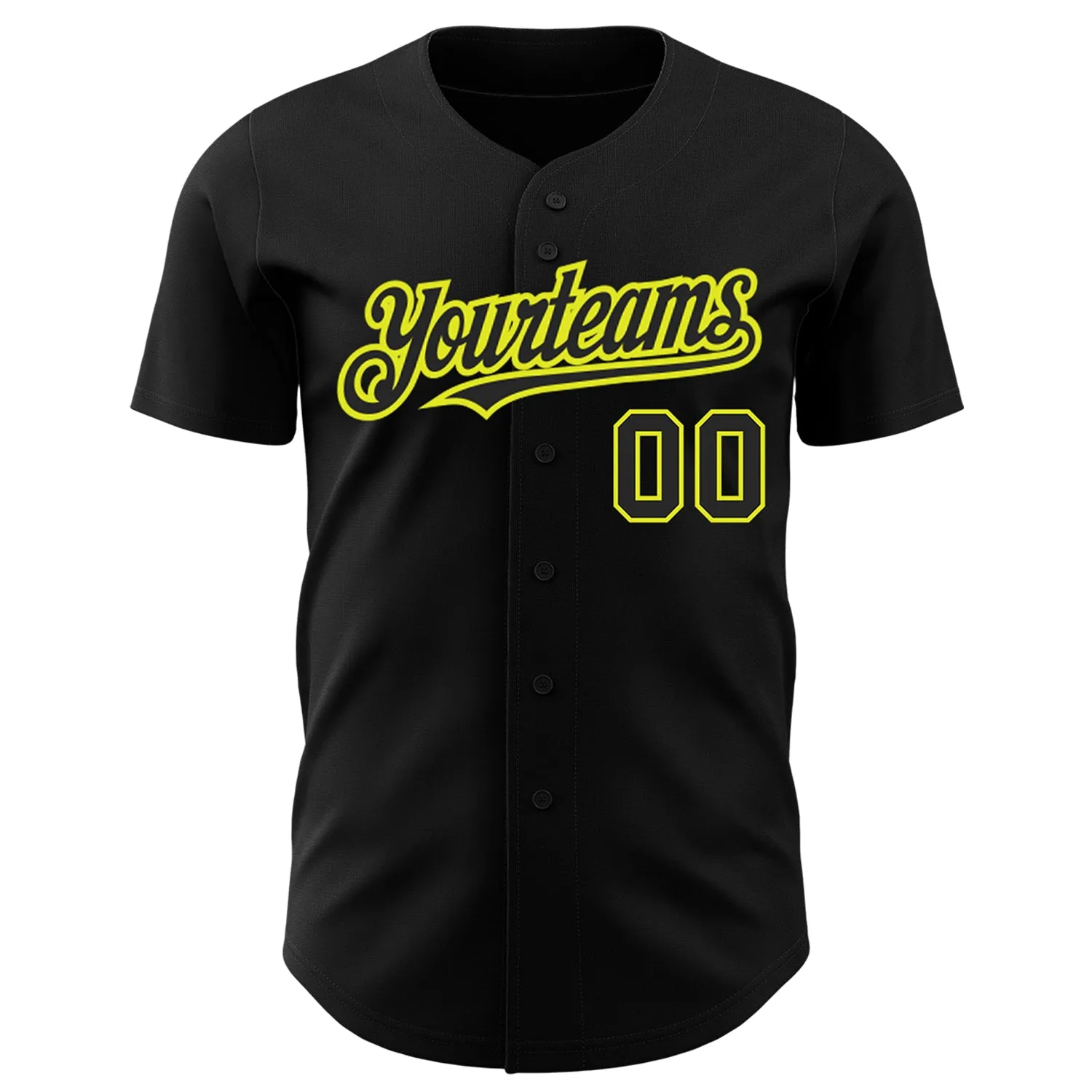 Custom Black Neon Yellow Authentic Baseball Jersey