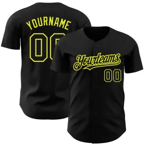 Custom Black Neon Yellow Authentic Baseball Jersey