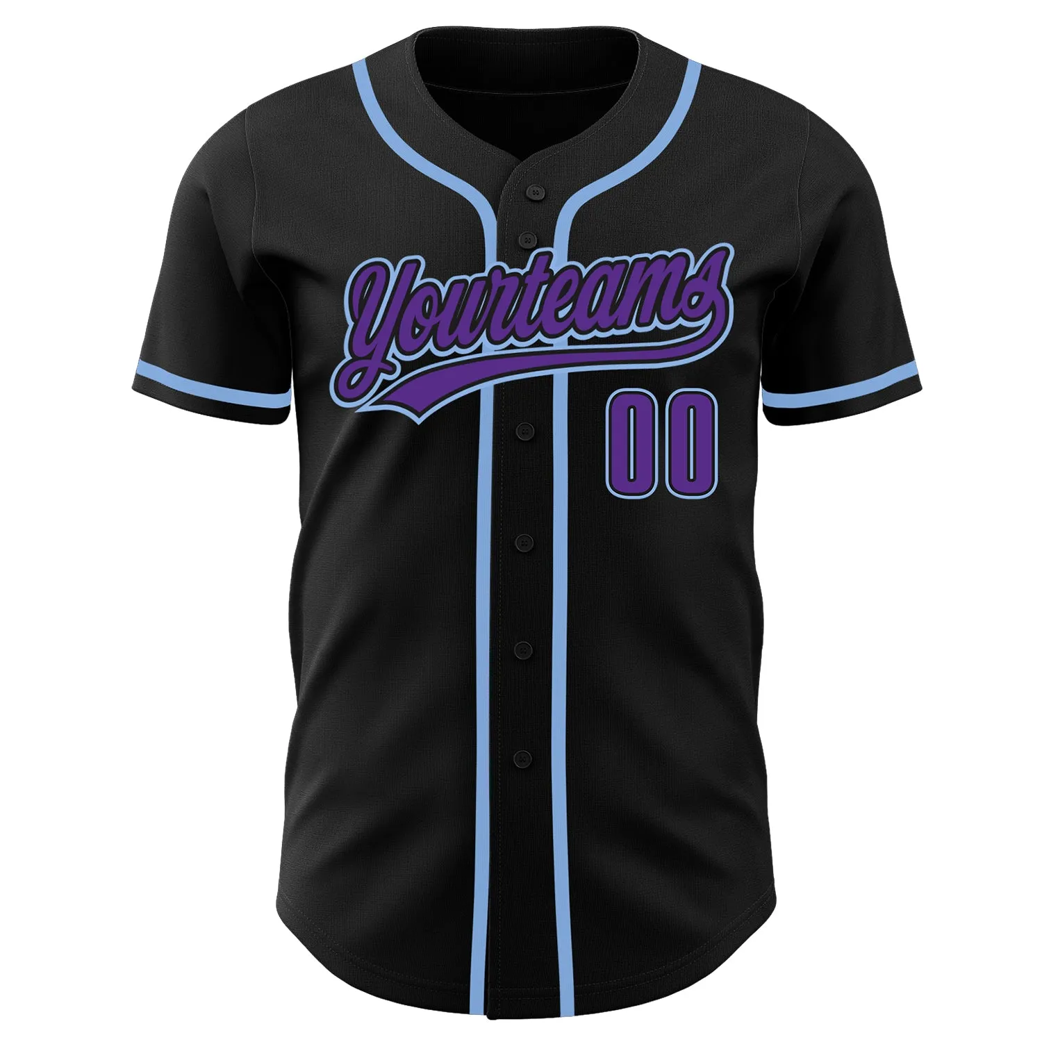 Custom Black Purpe-Light Blue Authentic Baseball Jersey