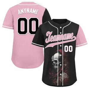 Custom Black Red Skull Fashion Personalized Authentic Baseball Jersey BSBJ01-D017148