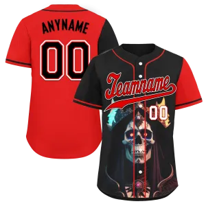 Custom Black Red Skull Fashion Personalized Authentic Baseball Jersey BSBJ01-D017159