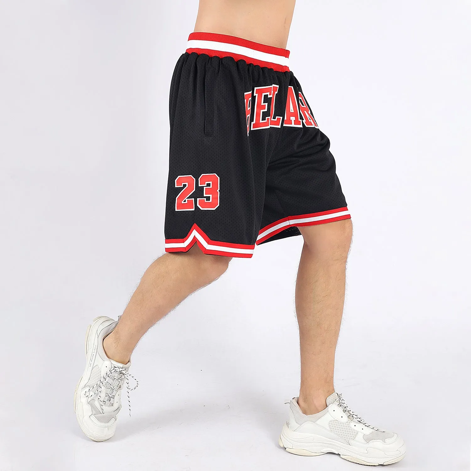 Custom Black Red-White Authentic Throwback Basketball Shorts