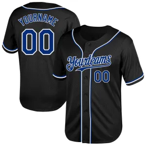 Custom Black Royal-White Mesh Authentic Throwback Baseball Jersey