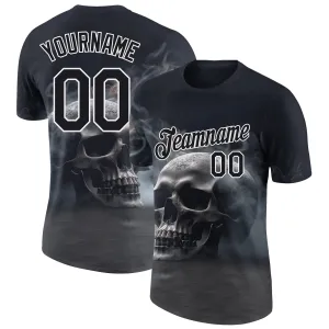 Custom Black White 3D Gothic Style Skull Fashion Performance T-Shirt