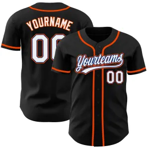 Custom Black White Royal-Orange Authentic Baseball Jersey