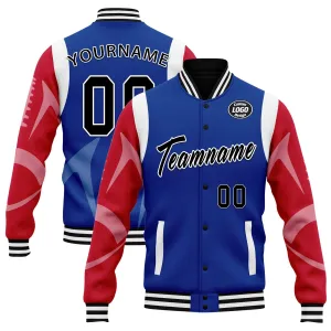 Custom Blue Buffalo Jacket Bomber Full-Snap Varsity Letterman Personalized Jacket FZ005-D025004-5