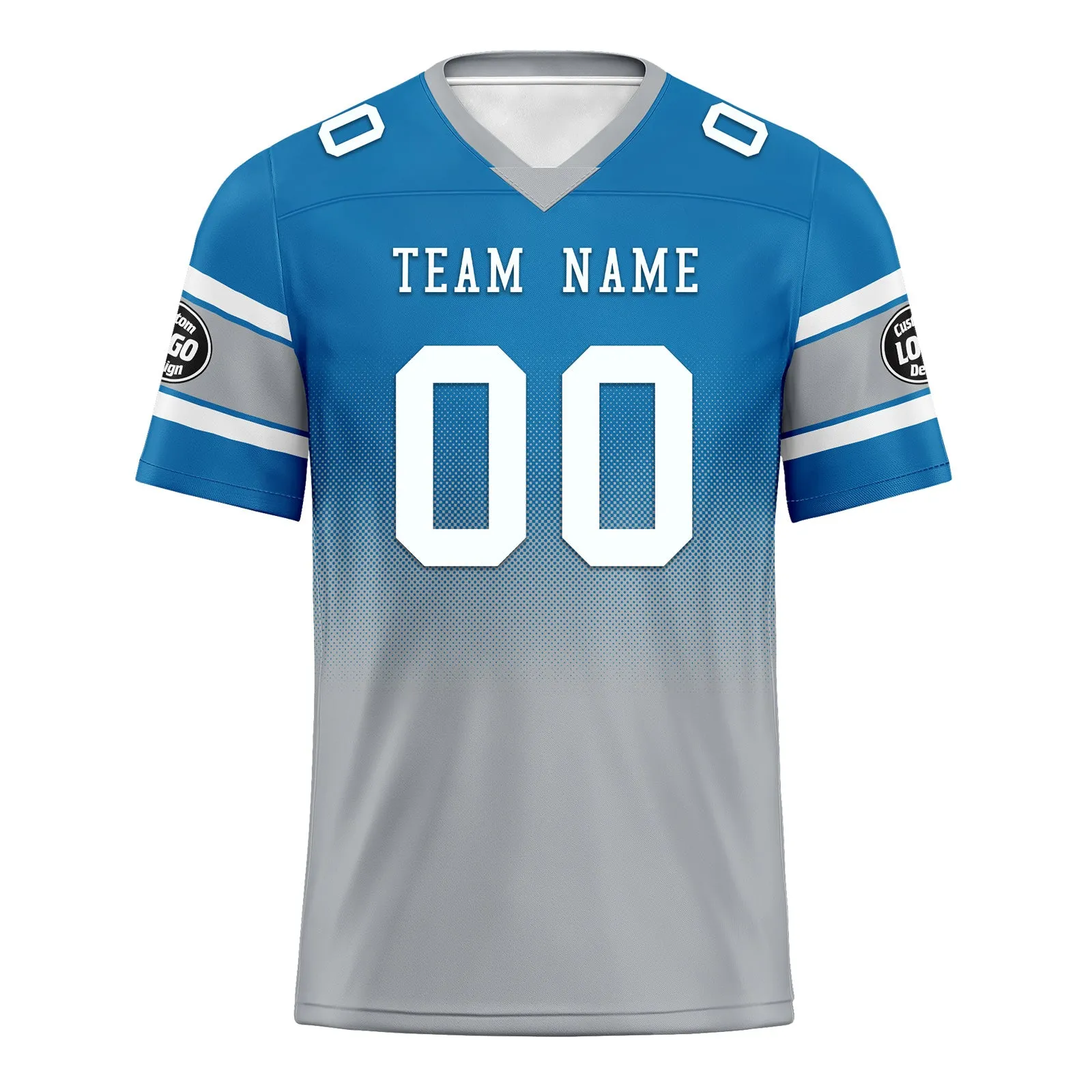 Custom Blue Gray Detroit Personalized Authentic Football Jersey FBJ02-D020249-11