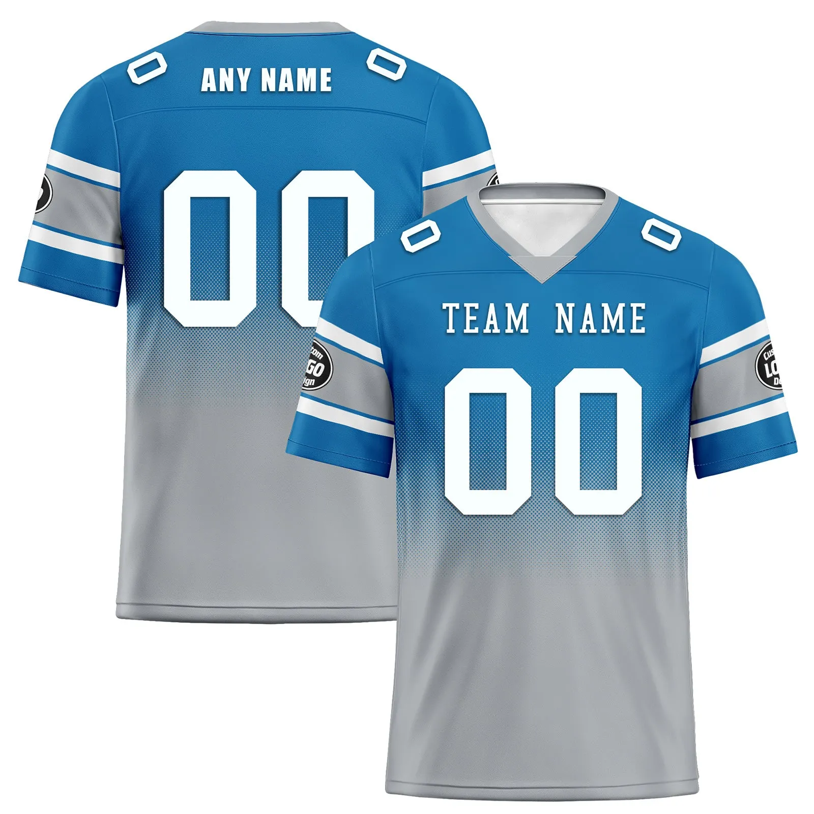 Custom Blue Gray Detroit Personalized Authentic Football Jersey FBJ02-D020249-11