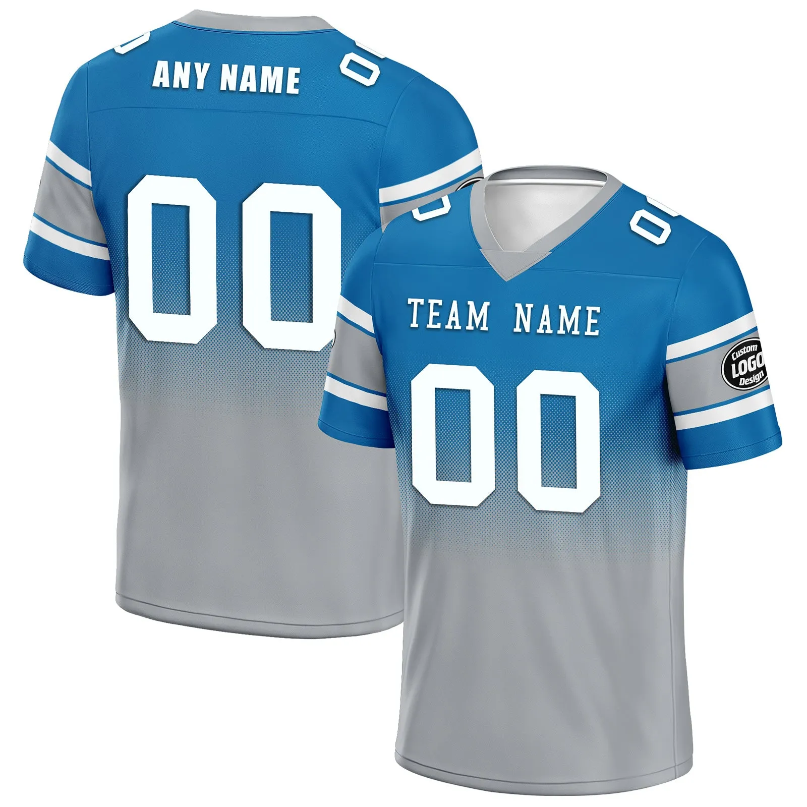 Custom Blue Gray Detroit Personalized Authentic Football Jersey FBJ02-D020249-11