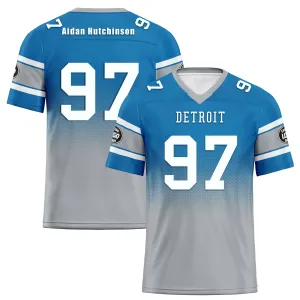 Custom Blue Gray Detroit Personalized Authentic Football Jersey FBJ02-D020249-11