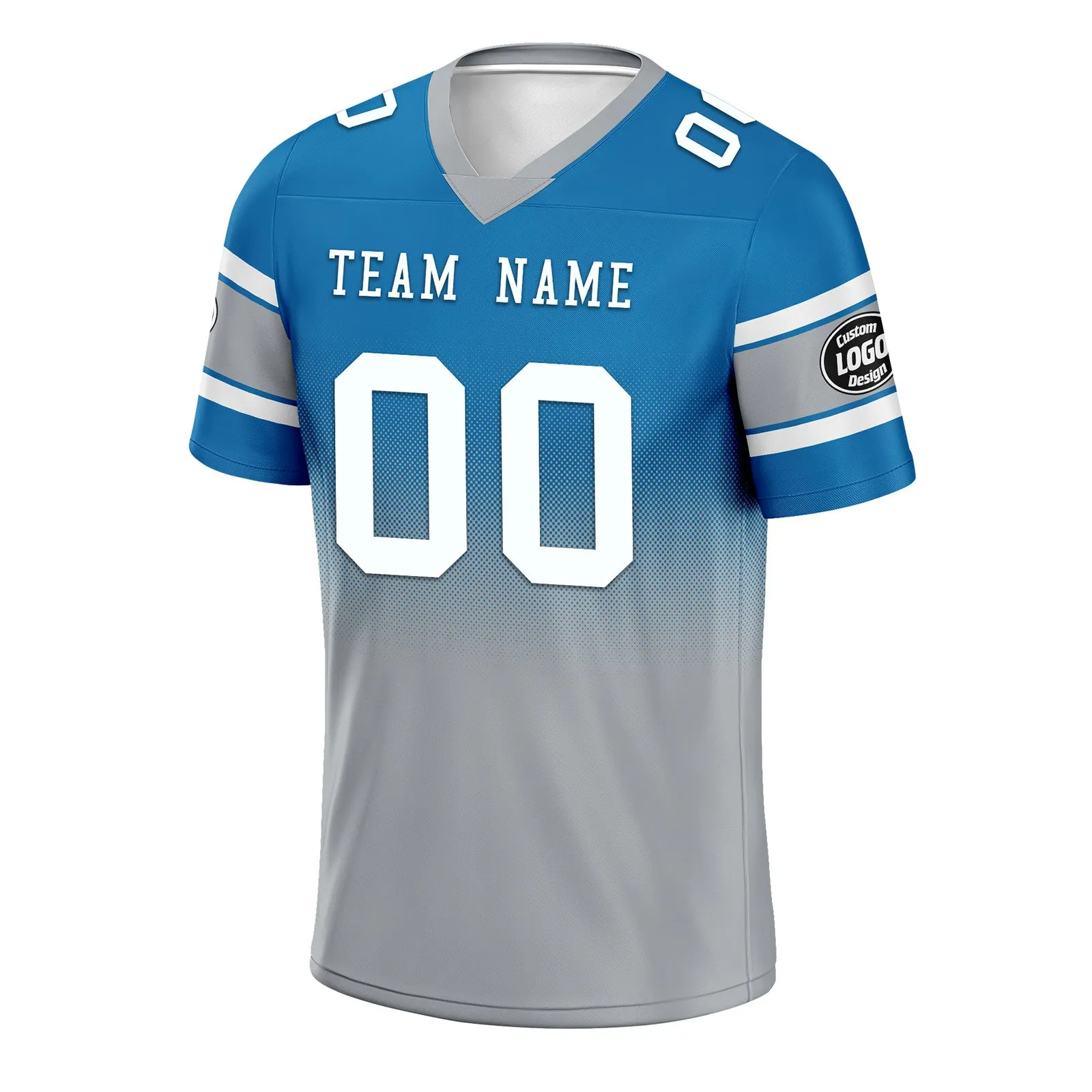 Custom Blue Gray Detroit Personalized Authentic Football Jersey FBJ02-D020249-11