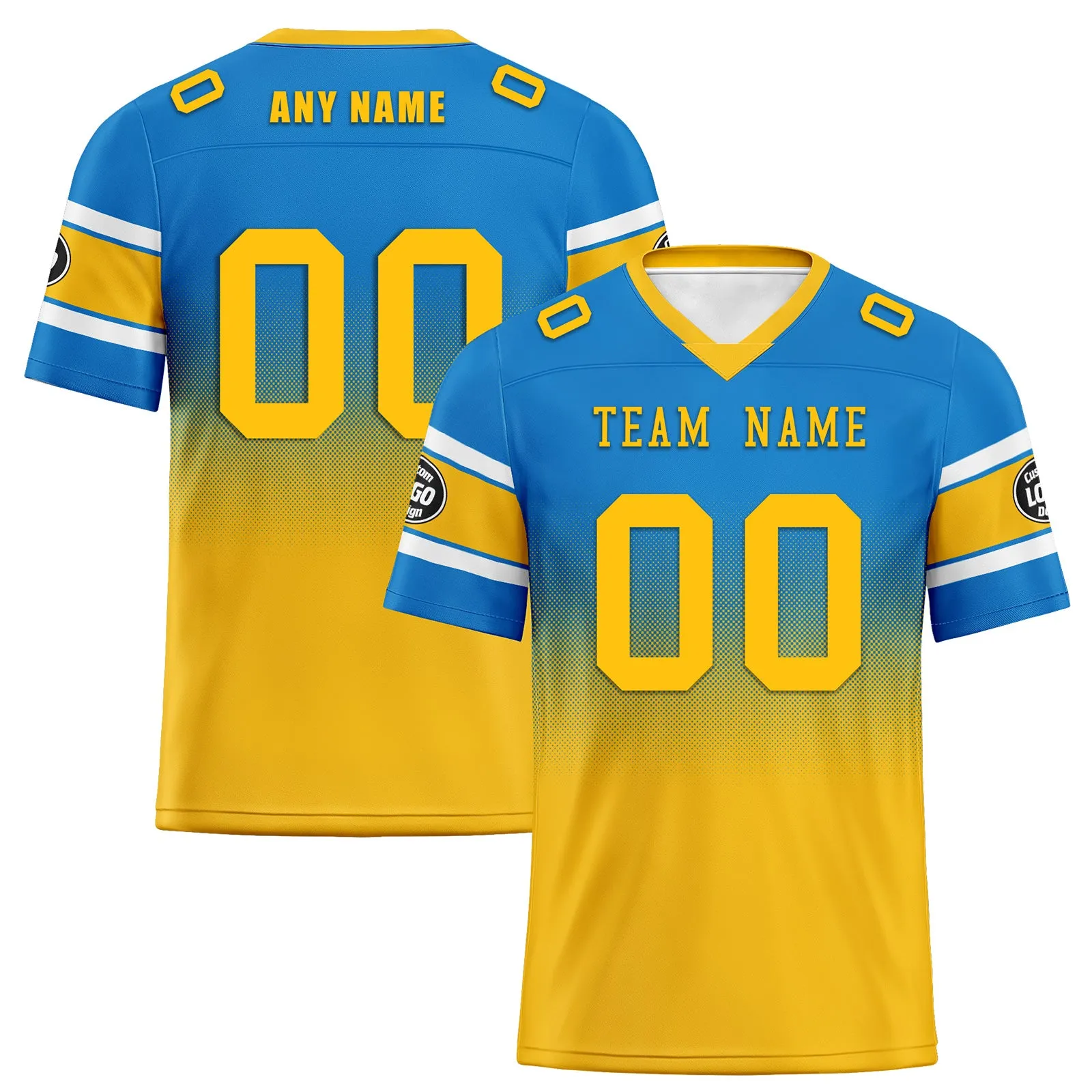 Custom Blue Yellow Los Angeles Personalized Authentic Football Jersey FBJ02-D020249-22