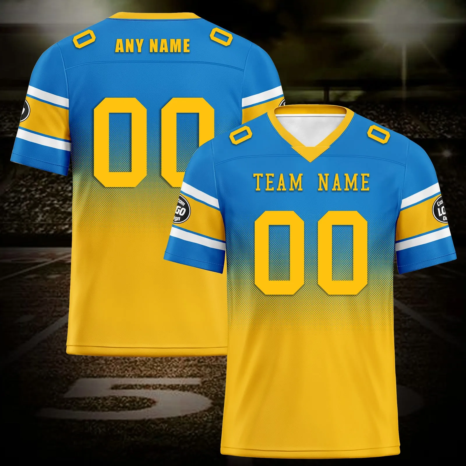 Custom Blue Yellow Los Angeles Personalized Authentic Football Jersey FBJ02-D020249-22