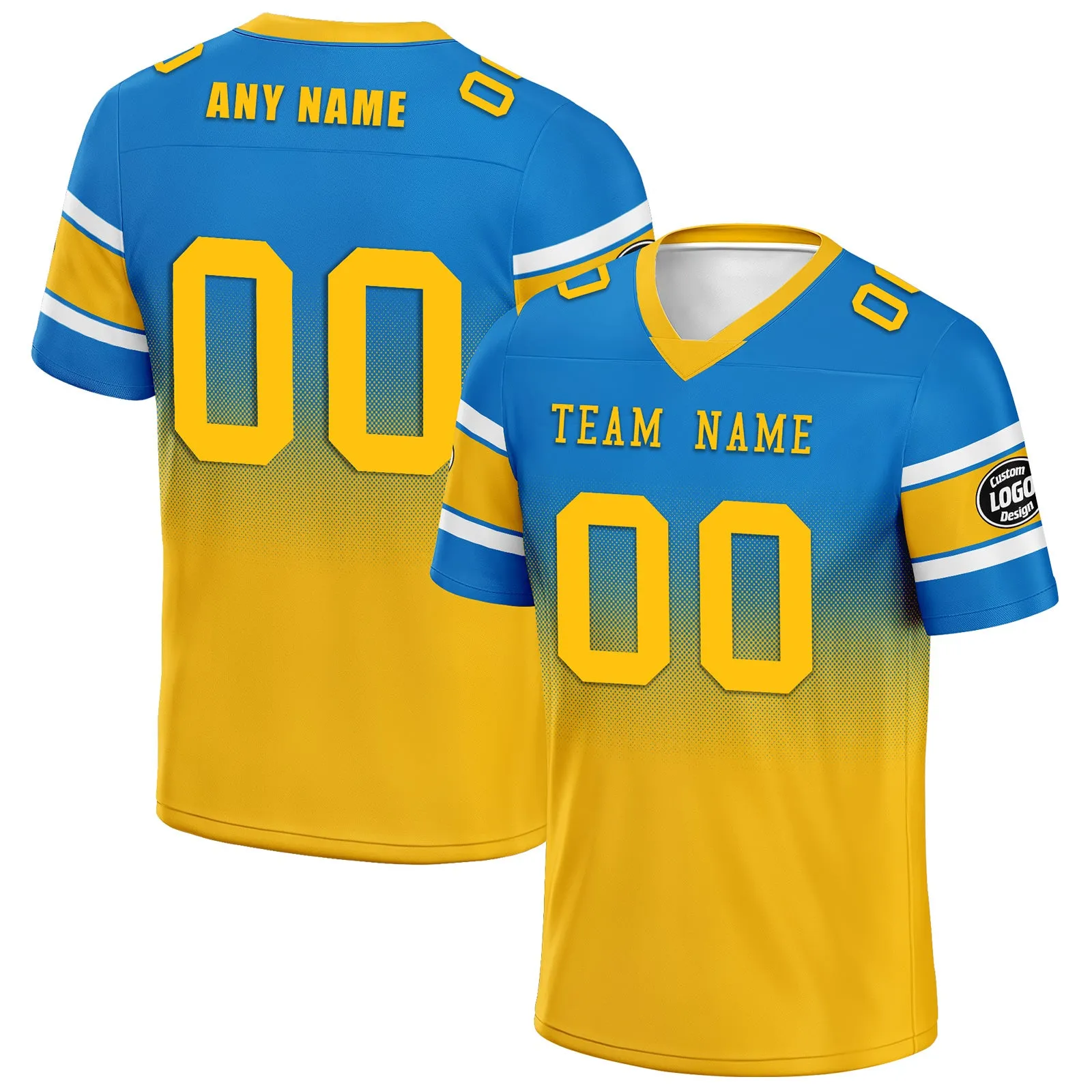 Custom Blue Yellow Los Angeles Personalized Authentic Football Jersey FBJ02-D020249-22