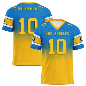 Custom Blue Yellow Los Angeles Personalized Authentic Football Jersey FBJ02-D020249-22