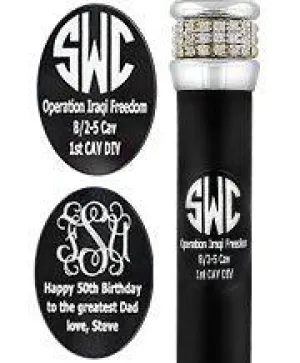 Custom Cane Engraving - Oval Black Anodized Aluminum