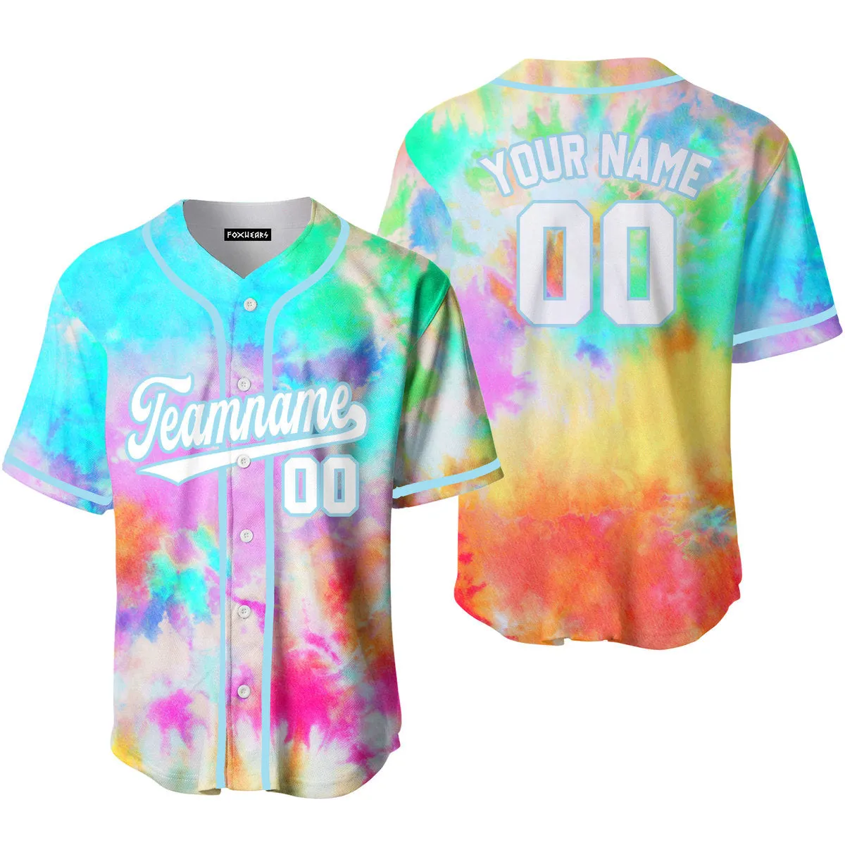 Custom Colorful Tie Dye Background Custom Baseball Jerseys For Men & Women